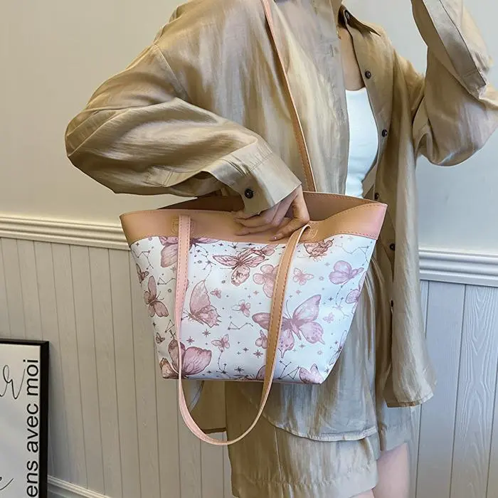 NX DOUGHNUT PU Tote Bag, Shopping Bag, Handbag, Shoulder Bag Women's Khaki/Pink/Black-21
