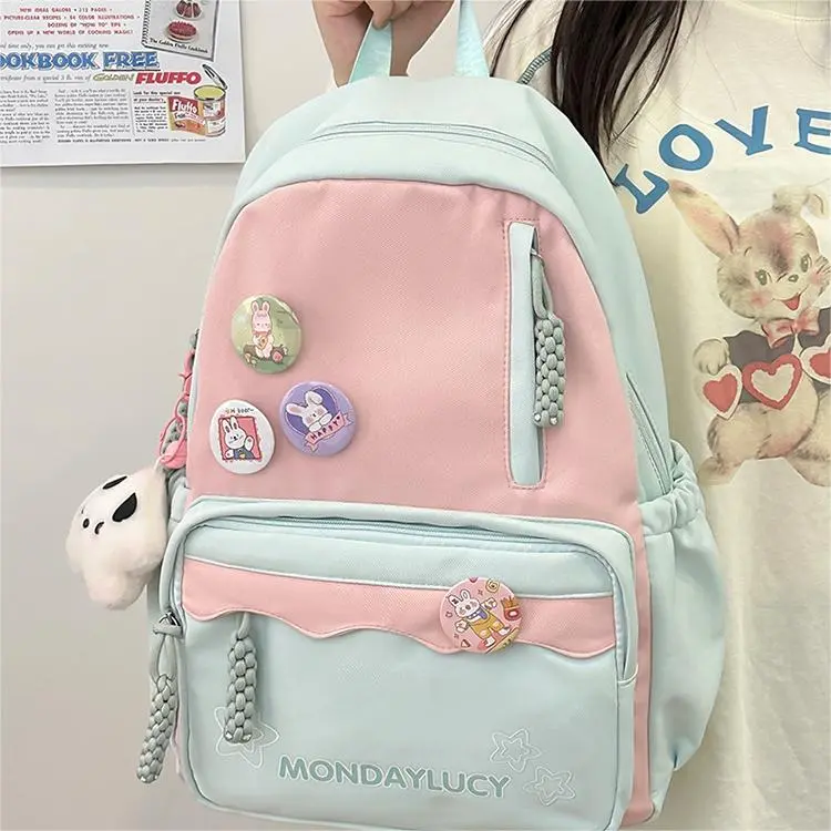 NX DOUGHNUT Nylon Backpack Unisex Pink Blue Purple Black Brown Green-18
