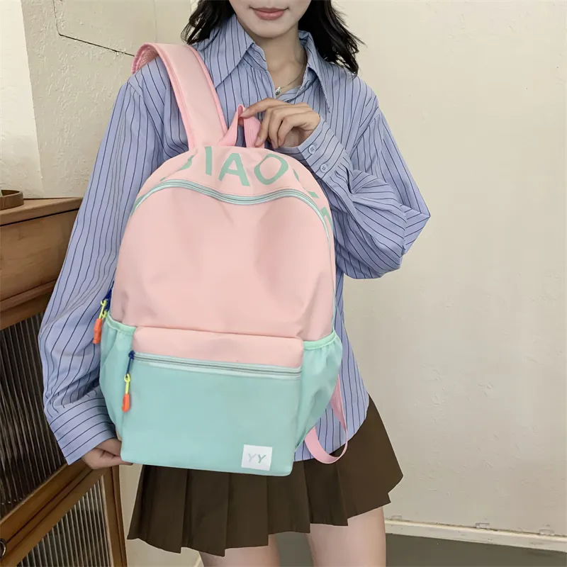 NX DOUGHNUT Nylon Fabric Backpack Unisex Pink Purple/Pink Green/Green Yellow/Blue Yellow-10