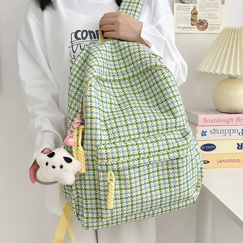 NX DOUGHNUT Nylon Fabric Backpack Women's Pink/Red/Khaki/Yellow/Green-17