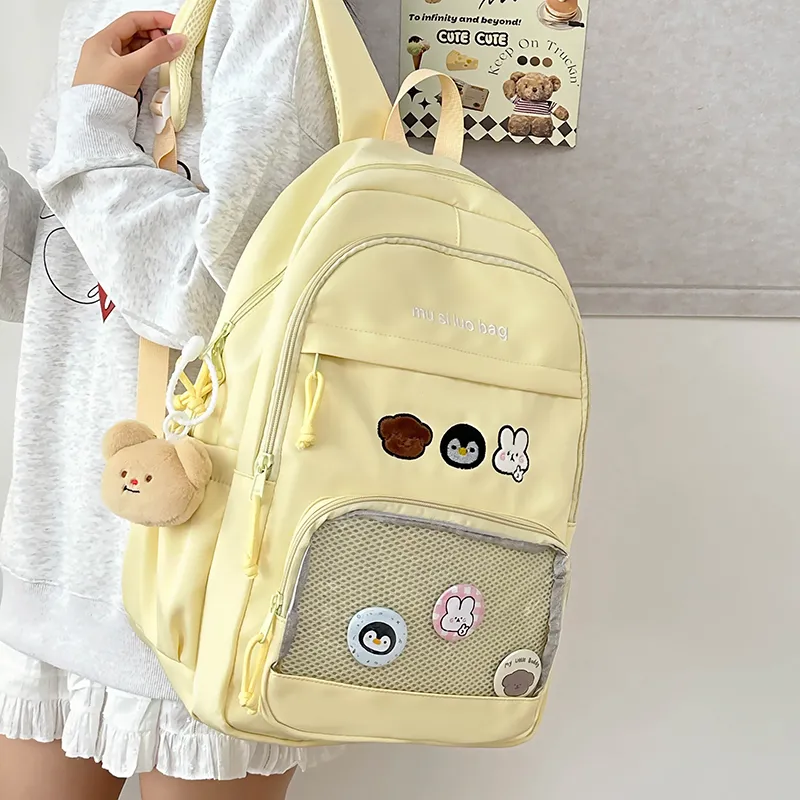 NX DOUGHNUT Nylon Fabric Backpack Unisex White/Black/Yellow/Blue/Pink-14