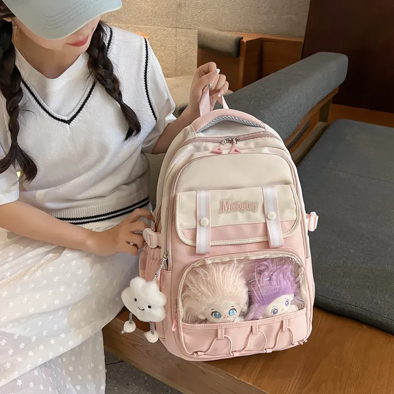 NX DOUGHNUT Nylon Backpack Women's Black/Pink/Burgundy/Blue/Khaki-6