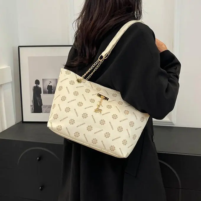 NX DOUGHNUT PU Shoulder Bag Regular Women's White/Dark Brown/Yellow Brown-1