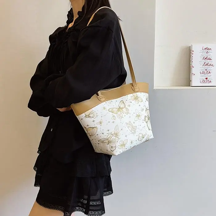 NX DOUGHNUT PU Tote Bag, Shopping Bag, Handbag, Shoulder Bag Women's Khaki/Pink/Black-17
