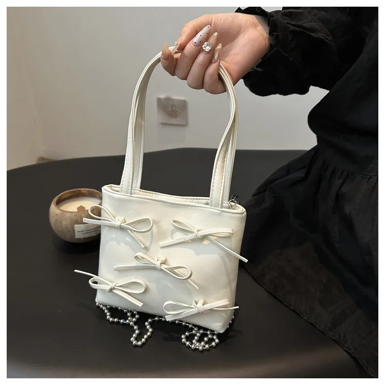 NX DOUGHNUT Special Material Ins Fashion Handbag Unisex White/Black/Silver-2
