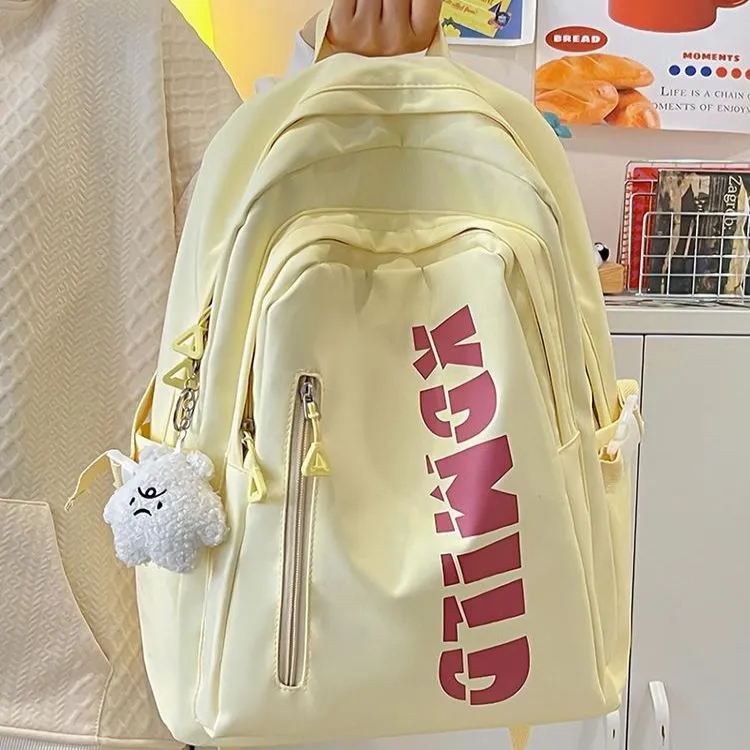 NX DOUGHNUT Nylon Fabric Backpack Regular Unisex Ecru/Orange Red/Yellow/Khaki-15