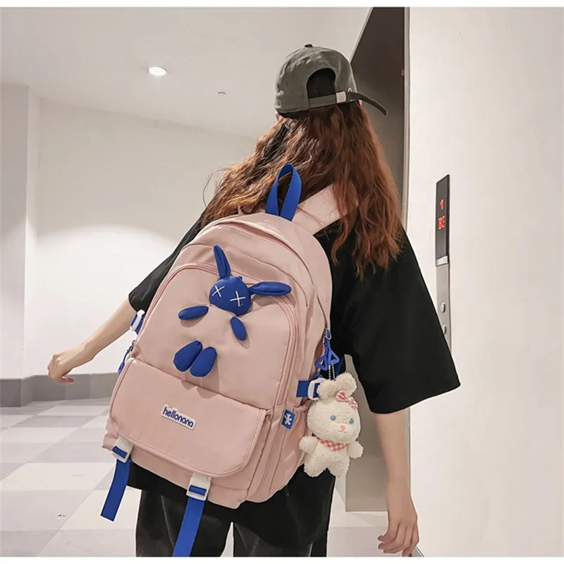 NX DOUGHNUT Nylon Backpack Unisex White Pink Blue Black-4