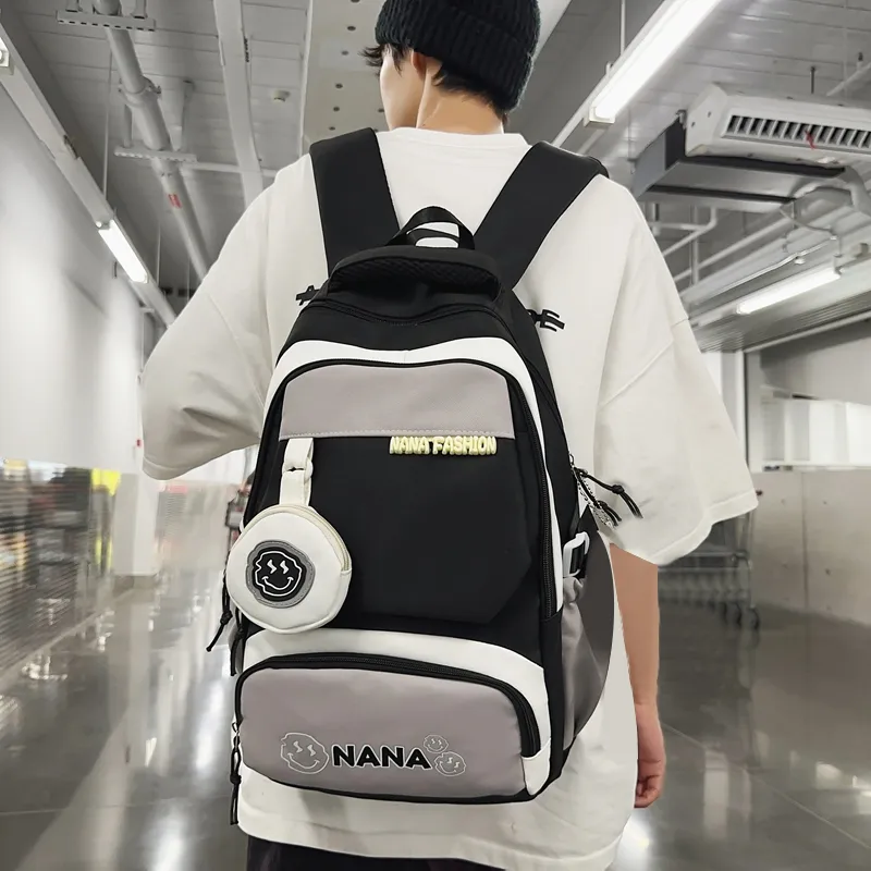 NX DOUGHNUT Nylon Backpack Unisex Gray/Black/Orange/Khaki/Light Green/Jasper-3