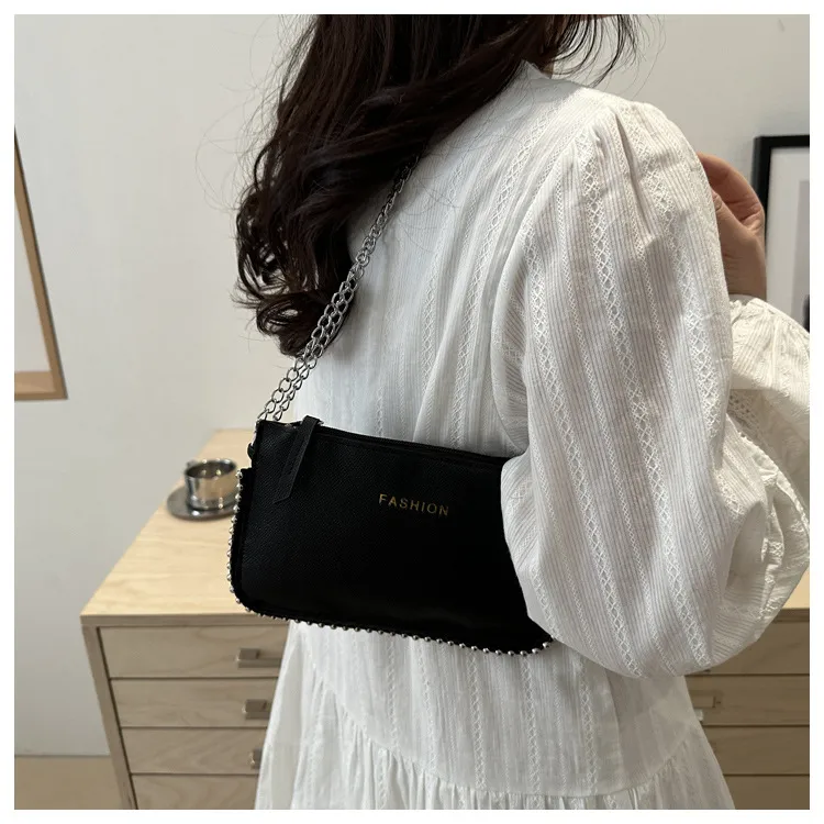 NX DOUGHNUT PU Japanese Style Minimalist Bead Chain Small Square Bag Crossbody Bag Regular Women's Multicolor-2