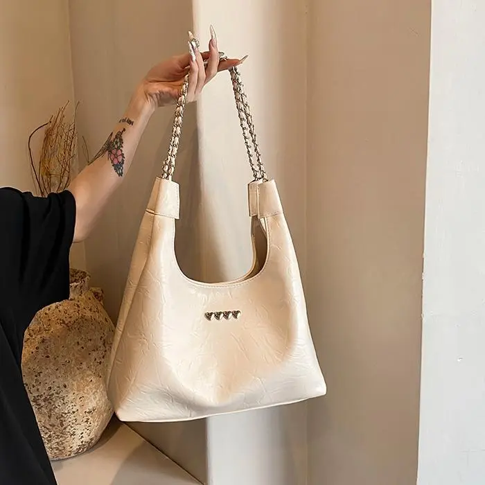 NX DOUGHNUT PU Shoulder Bag Women's White/Black/Silver-1
