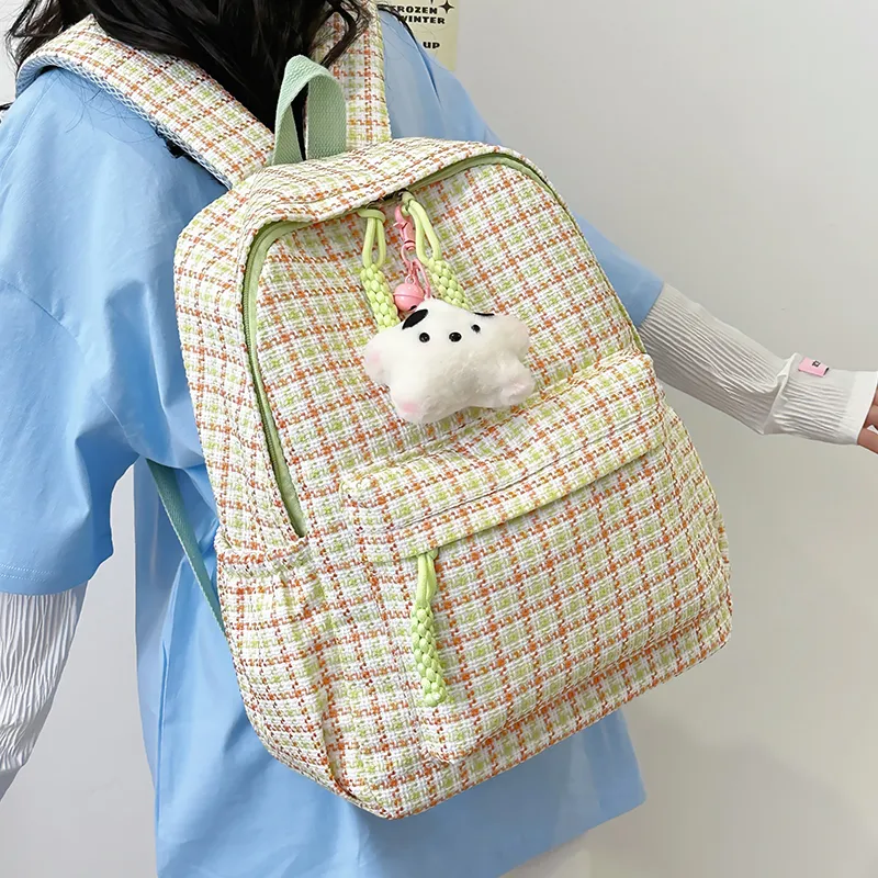 NX DOUGHNUT Nylon Fabric Backpack Women's Pink/Red/Khaki/Yellow/Green-9