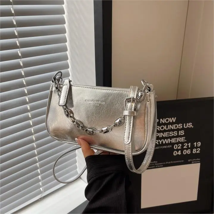 NX DOUGHNUT PU Handbag, Shoulder Bag Women's Silver, Dazzling Color, Silver, Black, Pink, Gold-27