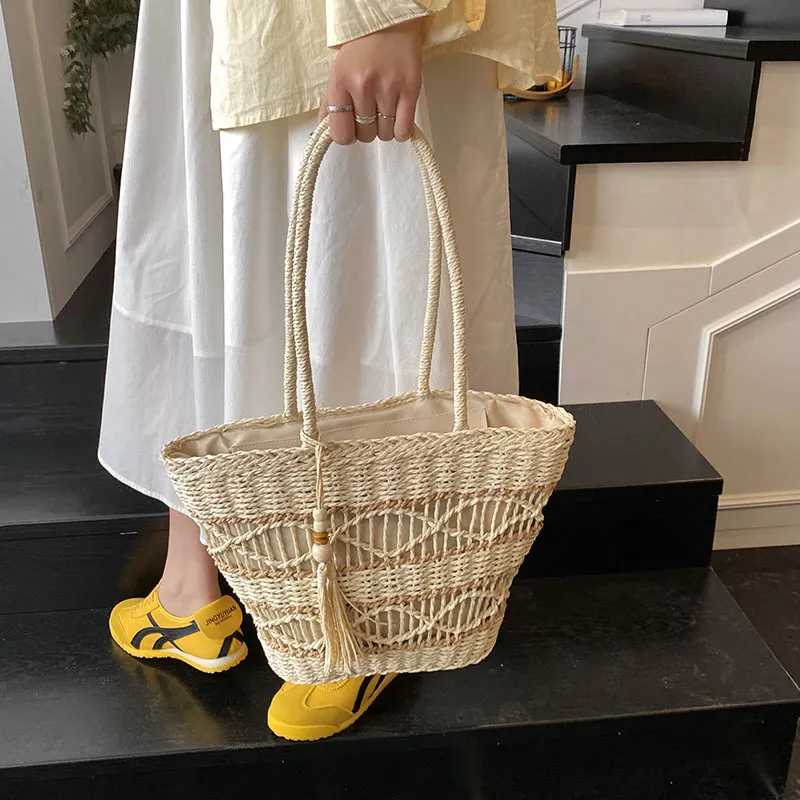 NX DOUGHNUT Straw Woven Shoulder Bag Women's Multicolor-2