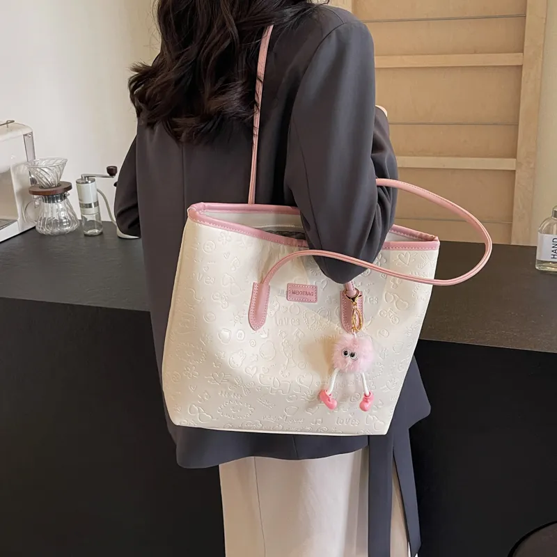NX DOUGHNUT PU Shoulder Bag Women's Black/Khaki/Pink-55