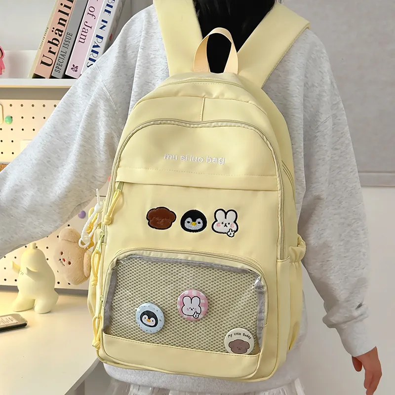 NX DOUGHNUT Nylon Fabric Backpack Unisex White/Black/Yellow/Blue/Pink-12