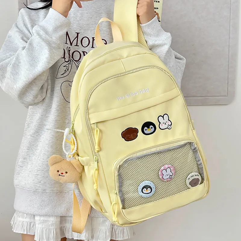NX DOUGHNUT Nylon Fabric Backpack Unisex White/Black/Yellow/Blue/Pink-13