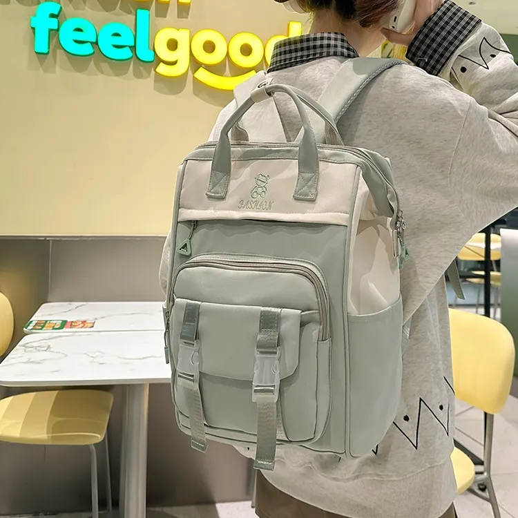 NX DOUGHNUT Nylon Korean Style Schooling Large Capacity Backpack Regular Unisex Multicolor-3