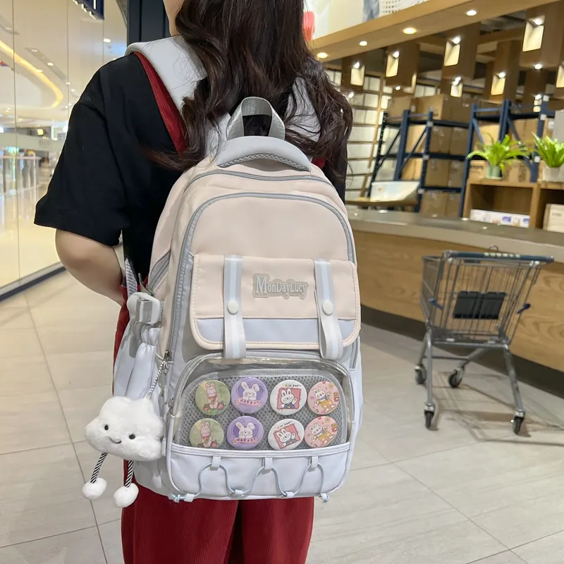 NX DOUGHNUT Nylon Backpack Women's Black/Pink/Burgundy/Blue/Khaki-11