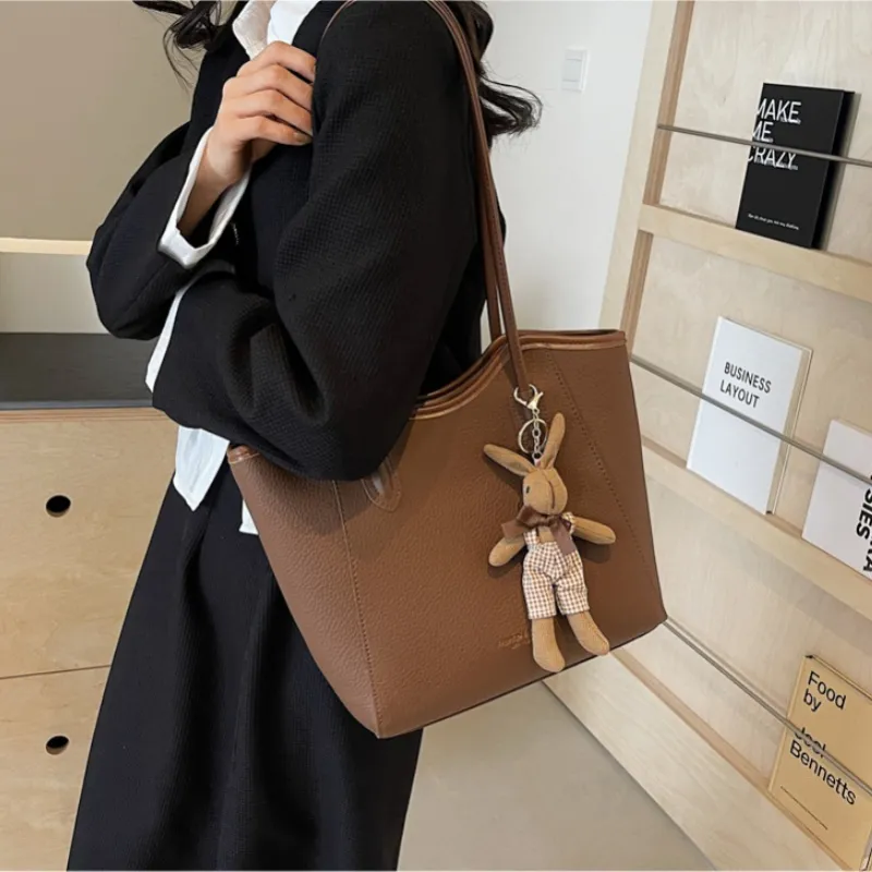 NX DOUGHNUT PU Shoulder Bag Regular Women's Ecru Black Khaki Brown-14
