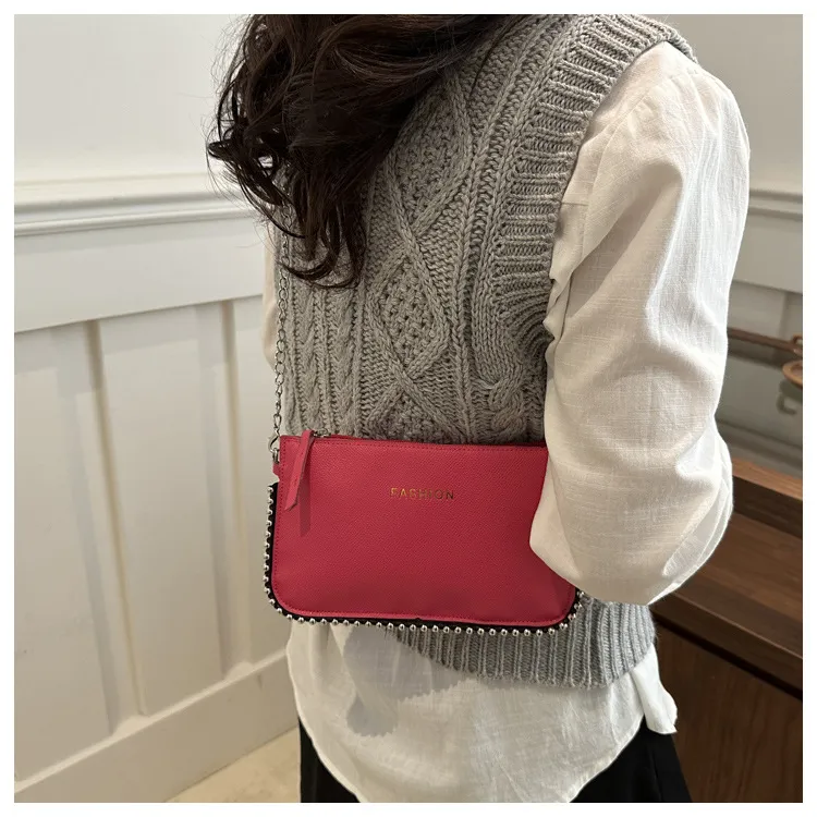 NX DOUGHNUT PU Japanese Style Minimalist Bead Chain Small Square Bag Crossbody Bag Regular Women's Multicolor-10