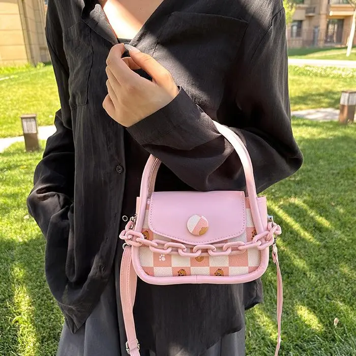 NX DOUGHNUT PU One Shoulder Handbag Women's Pink/Ecru-29