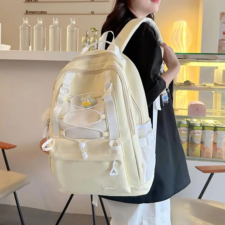 NX DOUGHNUT Nylon Fabric Backpack Women's Black/Pink/Yellow/Light Green/Light Blue-13