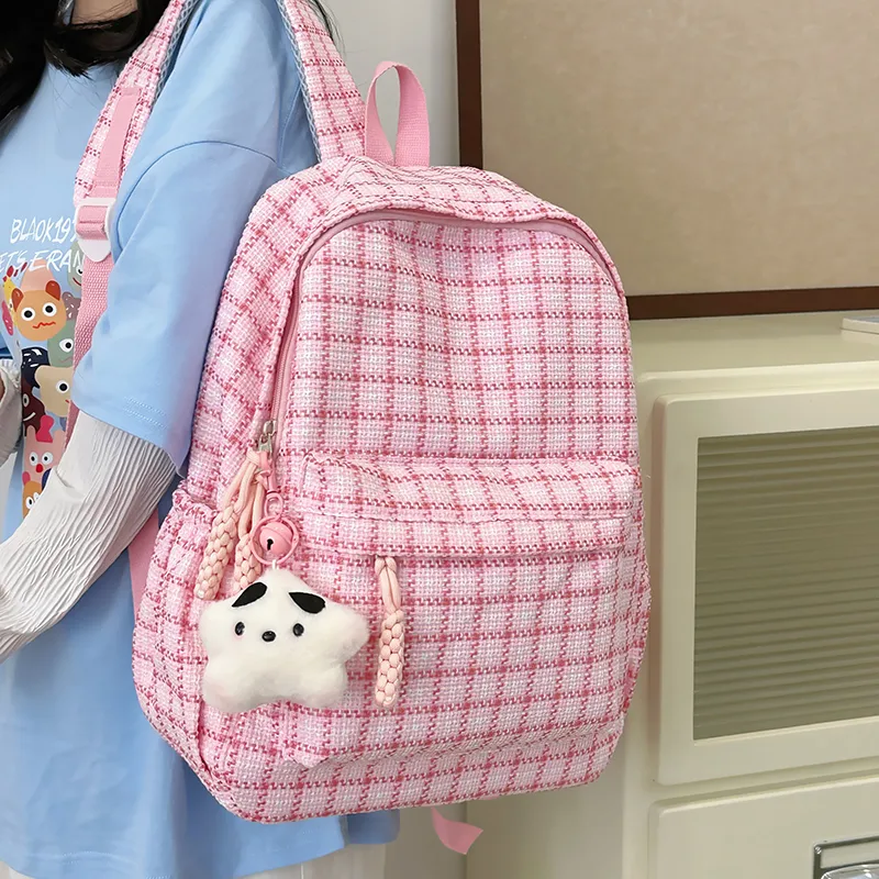 NX DOUGHNUT Nylon Fabric Backpack Women's Pink/Red/Khaki/Yellow/Green-5