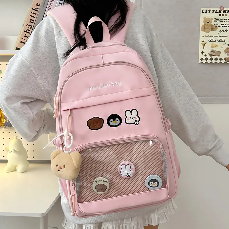 NX DOUGHNUT Nylon Fabric Backpack Unisex White/Black/Yellow/Blue/Pink-25