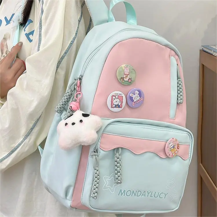 NX DOUGHNUT Nylon Backpack Unisex Pink Blue Purple Black Brown Green-19