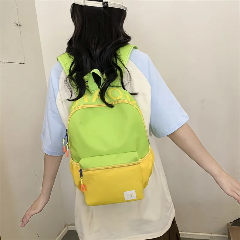 NX DOUGHNUT Nylon Fabric Backpack Unisex Pink Purple/Pink Green/Green Yellow/Blue Yellow-13