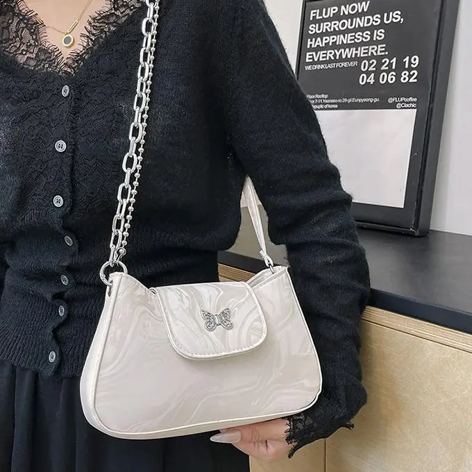 NX DOUGHNUT PU Shoulder Bag Regular Women's Black/White/Silver-3