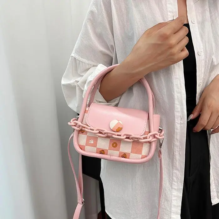 NX DOUGHNUT PU One Shoulder Handbag Women's Pink/Ecru-9