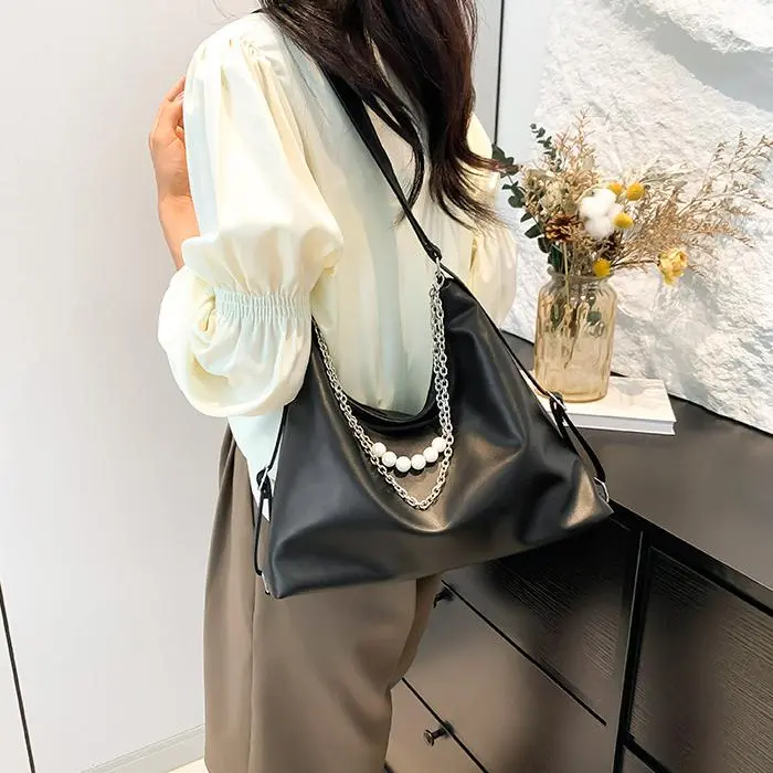 NX DOUGHNUT PU Shoulder Bag Regular Women's White/Black/Pink/Silver-19