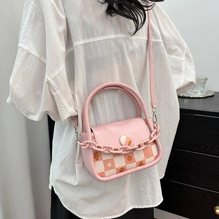 NX DOUGHNUT PU One Shoulder Handbag Women's Pink/Ecru-11