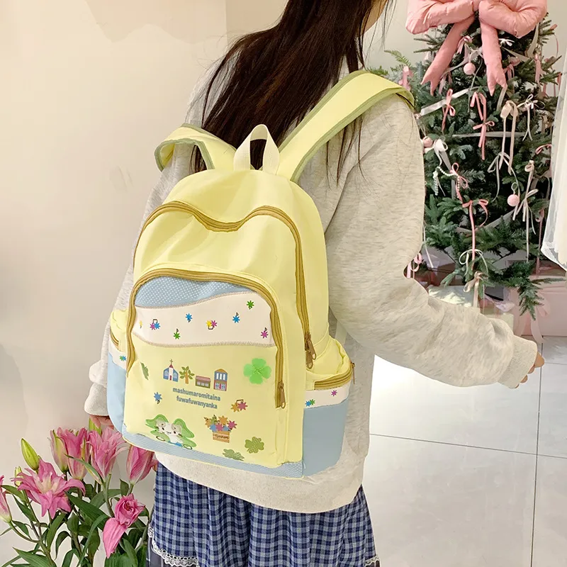 NX DOUGHNUT Nylon Fabric Backpack Regular Women's Yellow-3