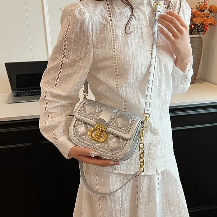 NX DOUGHNUT PU Shoulder Bag, Crossbody Bag Women's Ecru/Black/Silver-13