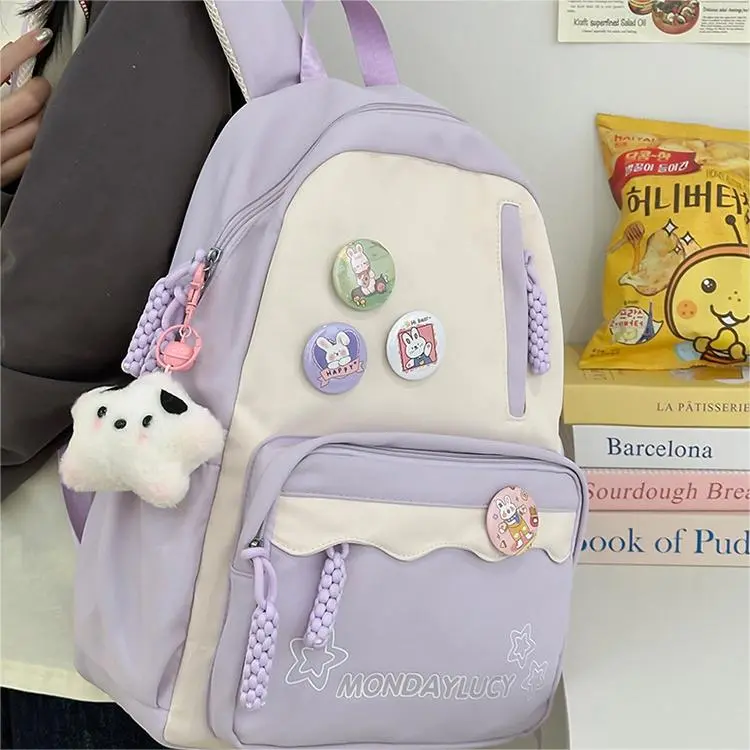 NX DOUGHNUT Nylon Backpack Unisex Pink Blue Purple Black Brown Green-13