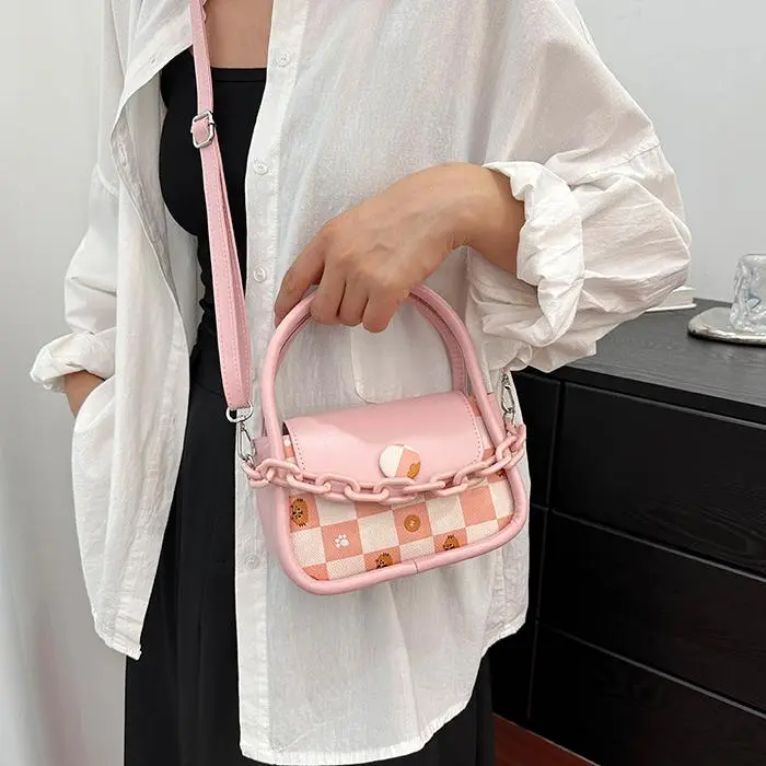 NX DOUGHNUT PU One Shoulder Handbag Women's Pink/Ecru-10