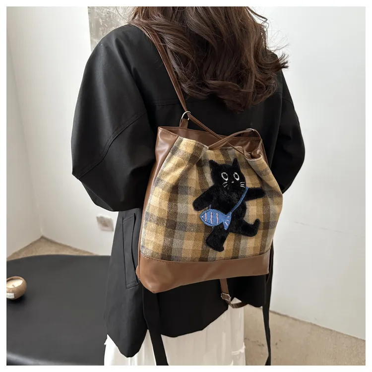 NX DOUGHNUT Woolen Tote Bag, Shopping Bag, Shoulder Bag Unisex Multicolor-9