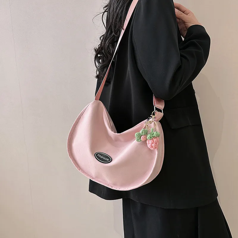NX DOUGHNUT Canvas Bag, Crossbody Bag Women's Ecru With Charm/Black With Charm/Pink With Charm-6
