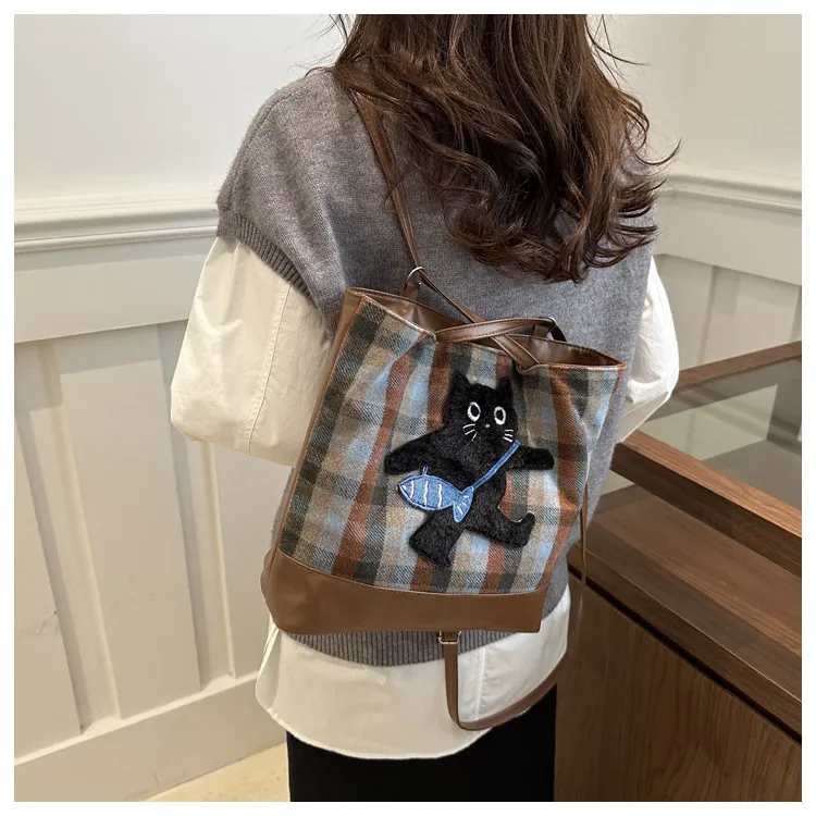 NX DOUGHNUT Woolen Tote Bag, Shopping Bag, Shoulder Bag Unisex Multicolor-4