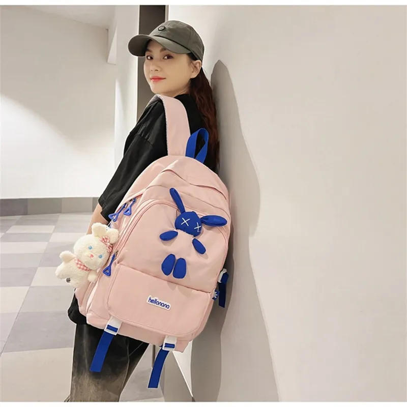 NX DOUGHNUT Nylon Backpack Unisex White Pink Blue Black-5