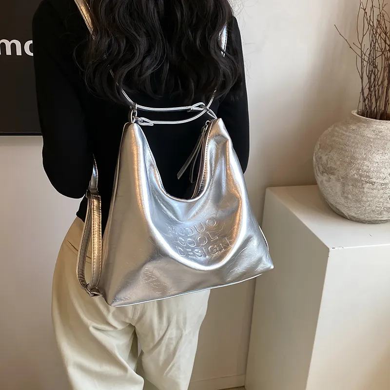 NX DOUGHNUT PU Backpack Women's White Silver Black-20