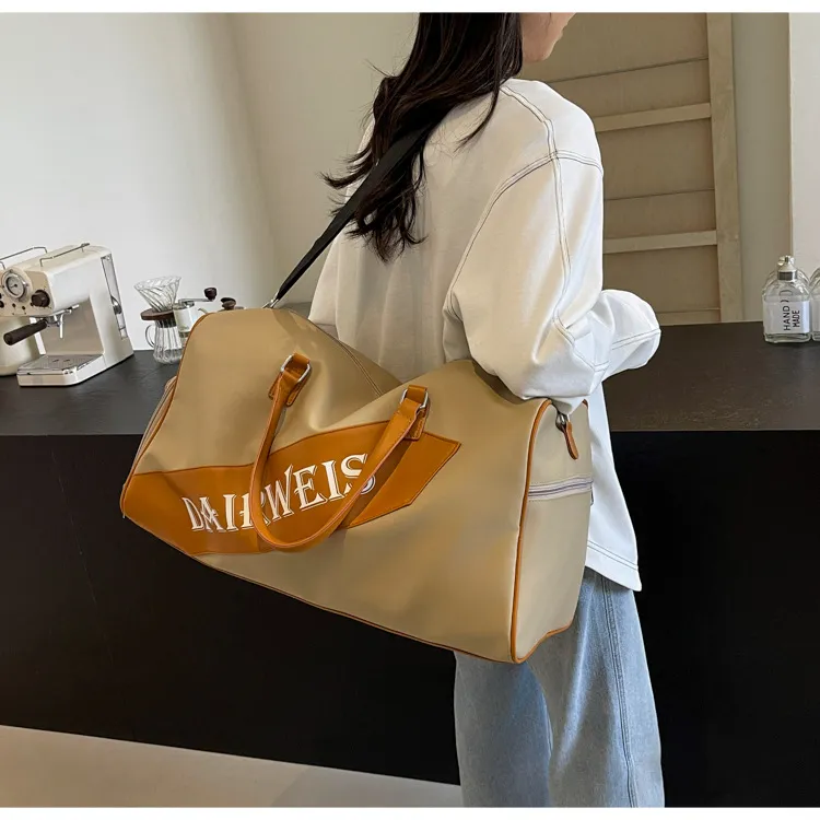 NX DOUGHNUT Fabric Handbag Shoulder Bag Crossbody Bag Travel Bag Unisex Khaki/Ecru/Black-2