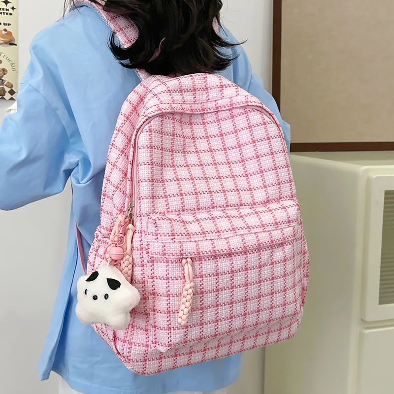 NX DOUGHNUT Nylon Fabric Backpack Women's Pink/Red/Khaki/Yellow/Green-1