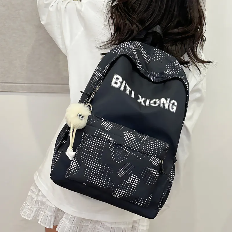 NX DOUGHNUT Nylon Backpack Unisex White/Black/Pink/Blue/Black-15