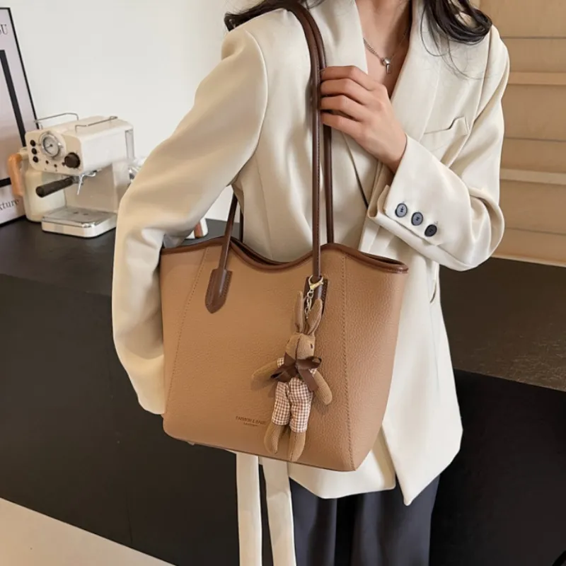 NX DOUGHNUT PU Shoulder Bag Regular Women's Ecru Black Khaki Brown-9