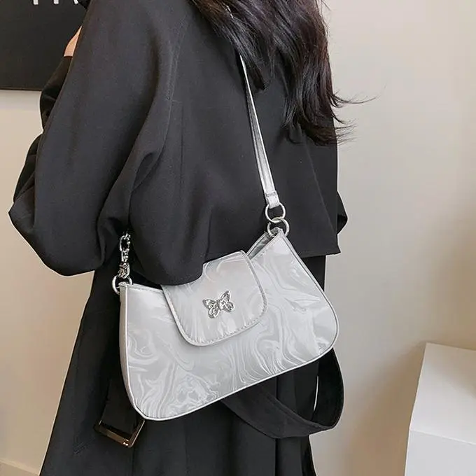 NX DOUGHNUT PU Shoulder Bag Regular Women's Black/White/Silver-8