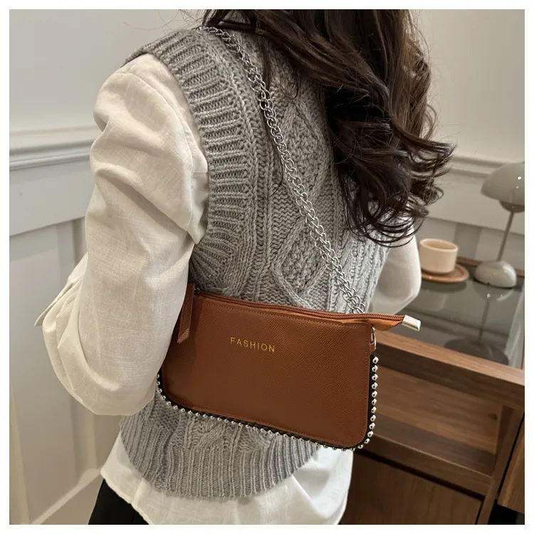 NX DOUGHNUT PU Japanese Style Minimalist Bead Chain Small Square Bag Crossbody Bag Regular Women's Multicolor-15