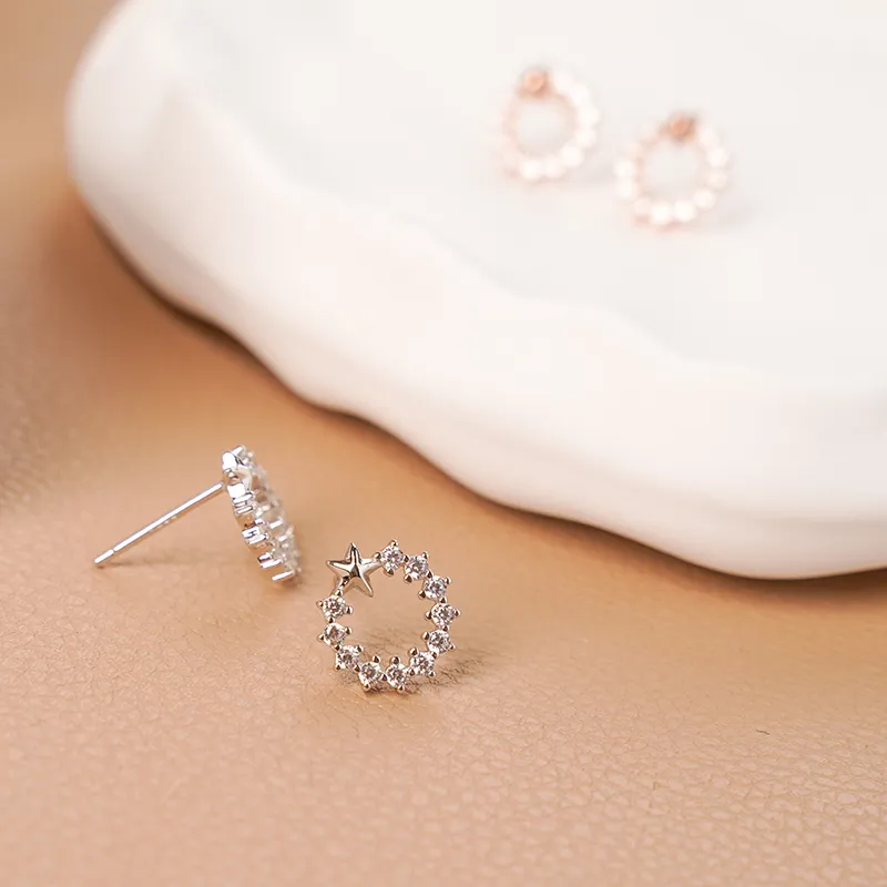 ZURY S925 Silver Stud Earrings Women's Silver Anniversary Gift-4